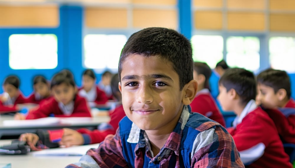 Estudiante aprendiendo en línea con confianza y flexibilidad